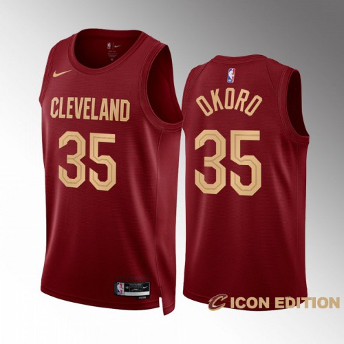 Cleveland Cleveland Cavaliers #35 Isaac Okoro Mens Wine 2022-23 Icon Edition Jersey Mens