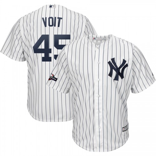 New York New York Yankees #45 Luke Voit Majestic 2019 Postseason Official Cool Base Player Jersey White Navy Men's