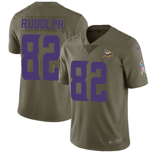 Minnesota Vikings #82 Kyle Rudolph Olive Youth Stitched Limited 2017 Salute to Service Jersey Youth