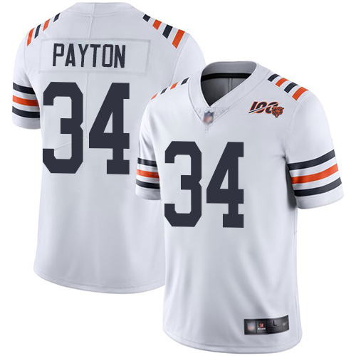 Bears #34 Walter Payton White Alternate Men's Stitched Vapor Untouchable Limited 100th Season Jersey