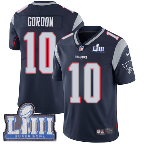 New England Patriots #10 Josh Gordon Navy Blue Team Color Super Bowl LIII Bound Youth Stitched Vapor Untouchable Limited Jersey Youth