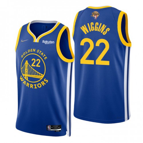 Golden State Warriors #22 Andrew Wiggins Royal Mens 2022 Finals Icon Edition 75th Anniversary Diamond Swingman Jersey Mens