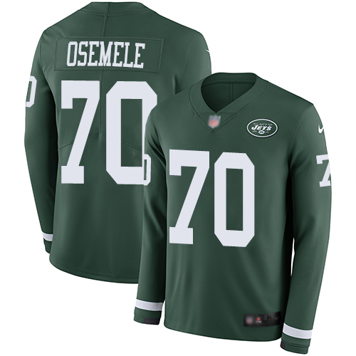 New York Jets #70 Kelechi Osemele Green Team Color Men's Stitched Limited Therma Long Sleeve Jersey Men's