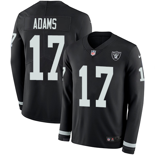 Raiders #17 Davante Adams Black Team Color Men's Stitched Limited Therma Long Sleeve Jersey