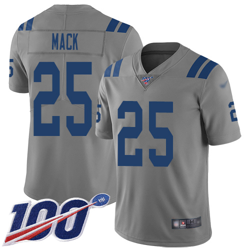 Indianapolis Colts #25 Marlon Mack Gray Men's Stitched Limited Inverted Legend 100th Season Jersey Men's