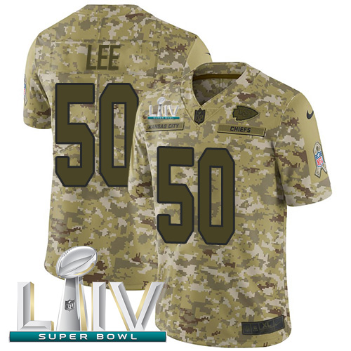 Kansas City Chiefs #50 Darron Lee Camo Super Bowl LIV 2020 Youth Stitched Limited 2018 Salute To Service Jersey Youth