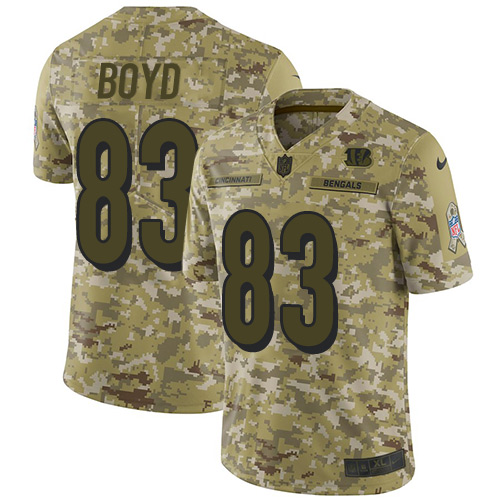Bengals #83 Tyler Boyd Camo Men's Stitched Limited 2018 Salute To Service Jersey