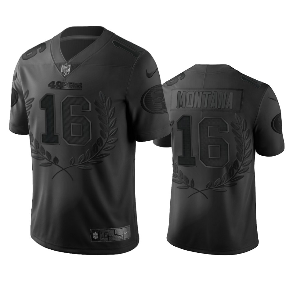 San Francisco 49ers #16 Joe Montana Men's Black MVP Limited Edition Jersey