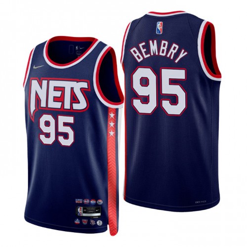 Brooklyn Brooklyn Nets #95 DeAndre Bembry Mens Navy 2021/22 Swingman Jersey - City Edition Mens