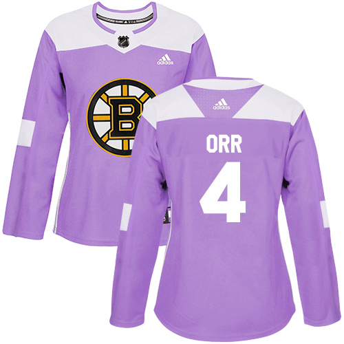 Adidas Boston Bruins #4 Bobby Orr Purple Authentic Fights Cancer Women's Stitched Jersey Womens