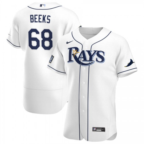 Tampa Bay Tampa Bay Rays #68 Jalen Beeks Men's White Home 2020 World Series Bound Authentic Player Jersey Men's