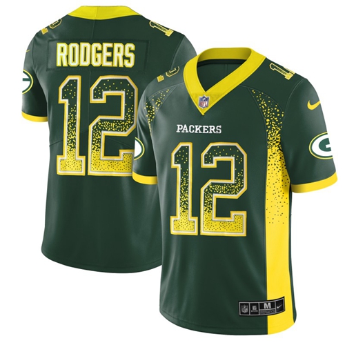 Packers #12 Aaron Rodgers Green Team Color Men's Stitched Limited Rush Drift Fashion Jersey