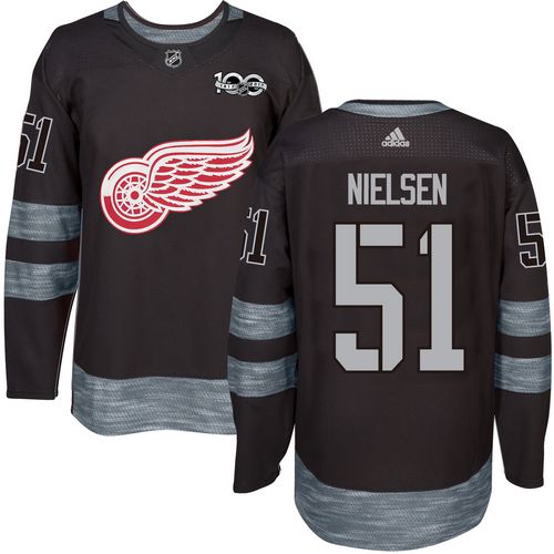 Adidas Detroit Red Wings #51 Frans Nielsen Black 1917-2017 100th Anniversary Stitched Jersey Men's