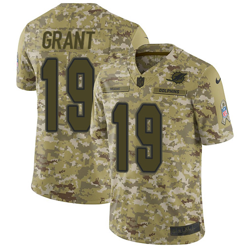 Miami Dolphins #19 Jakeem Grant Camo Men's Stitched Limited 2018 Salute To Service Jersey Men's