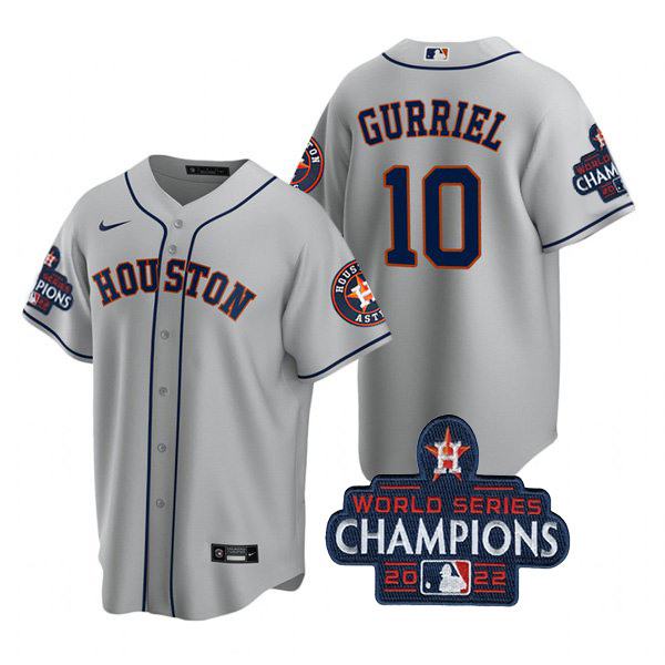 Houston Astros #10 Yuli Gurriel Men's 150th Anniversary 2022 World Series Champions Game Jersey - Gray