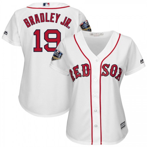 Boston Boston Red Sox #19 Jackie Bradley Jr. Majestic Women's 2018 World Series Cool Base Player Jersey White Womens