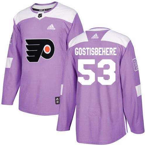 Adidas Philadelphia Flyers #53 Shayne Gostisbehere Purple Authentic Fights Cancer Stitched Youth Jersey Youth
