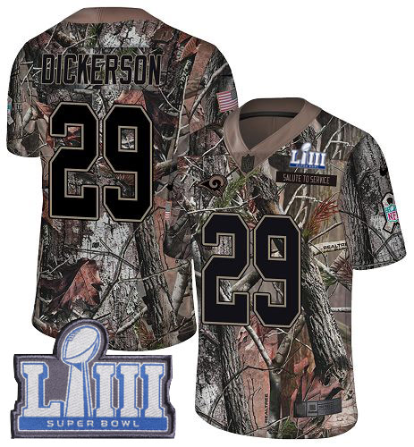 Rams #29 Eric Dickerson Camo Super Bowl LIII Bound Youth Stitched Limited Rush Realtree Jersey
