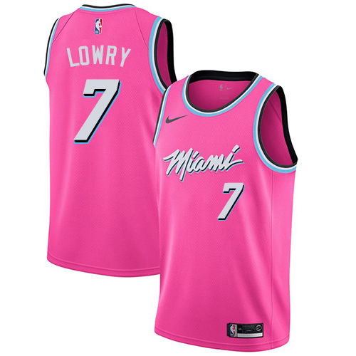 Miami Heat #7 Kyle Lowry Womens Pink Swingman Earned Edition Jersey Womens