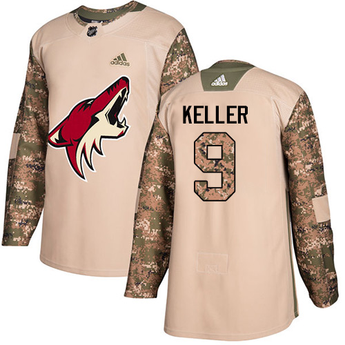 Adidas Arizona Coyotes #9 Clayton Keller Camo Authentic 2017 Veterans Day Stitched Jersey Men's