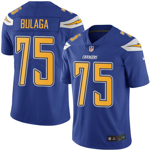 Los Angeles Chargers #75 Bryan Bulaga Electric Blue Men's Stitched Limited Rush Jersey Men's