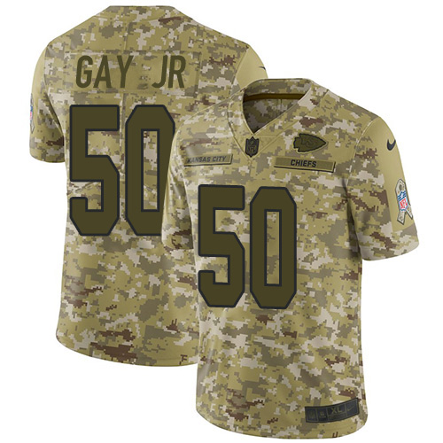 Kansas City Chiefs #50 Willie Gay Jr. Camo Youth Stitched Limited 2018 Salute To Service Jersey Youth