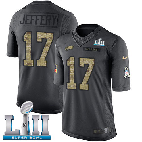 Philadelphia Eagles #17 Alshon Jeffery Black Super Bowl LII Youth Stitched Limited 2016 Salute to Service Jersey Youth