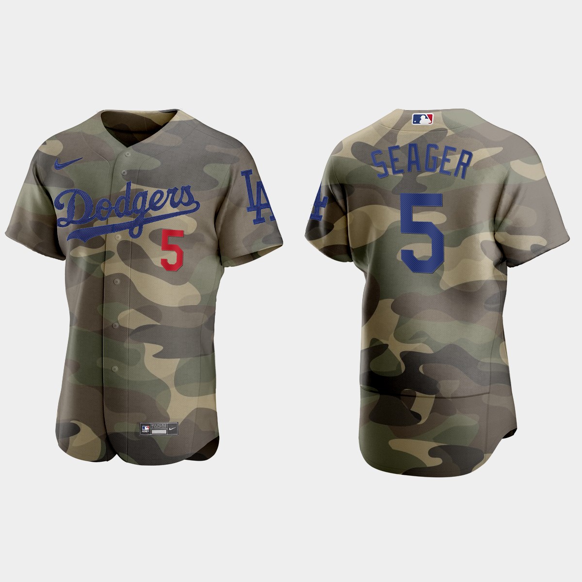 Los Angeles Dodgers #5 Corey Seager Men's 2021 Armed Forces Day Authentic Jersey -Camo