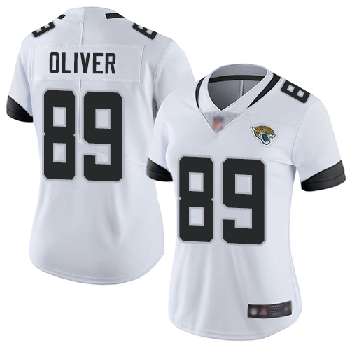 Jacksonville Jaguars #89 Josh Oliver White Women's Stitched Vapor Untouchable Limited Jersey Womens