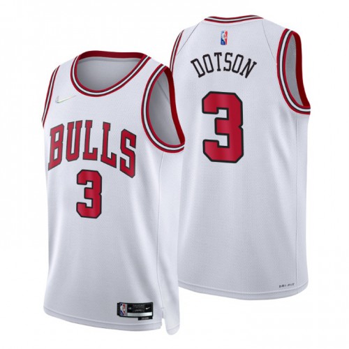 Chicago Bulls #3 Devon Dotson White Mens 2021-22 75th Anniversary Diamond Swingman Jersey - Association Edition Mens