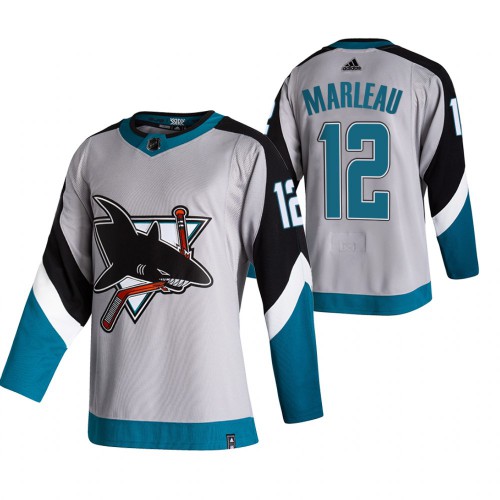 San Jose San Jose Sharks #12 Patrick Marleau Grey Men's Adidas 2020-21 Reverse Retro Alternate Jersey Men's
