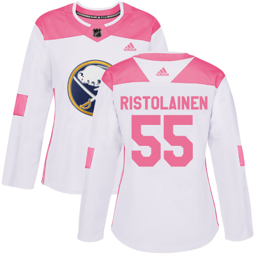 Adidas Buffalo Sabres #55 Rasmus Ristolainen White/Pink Authentic Fashion Women's Stitched Jersey Womens