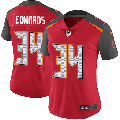 Tampa Bay Buccaneers #34 Mike Edwards Red Team Color Women's Stitched Vapor Untouchable Limited Jersey Womens