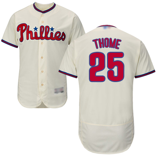 Philadelphia Phillies #25 Jim Thome Cream Flexbase Authentic Collection Stitched Jersey Men's