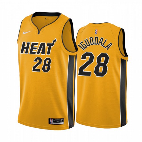 Miami Miami Heat #28 Andre Iguodala Yellow Swingman 2020-21 Earned Edition Jersey Mens