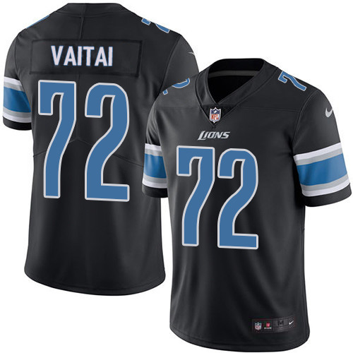 Detroit Lions #72 Halapoulivaati Vaitai Black Men's Stitched Limited Rush Jersey Men's