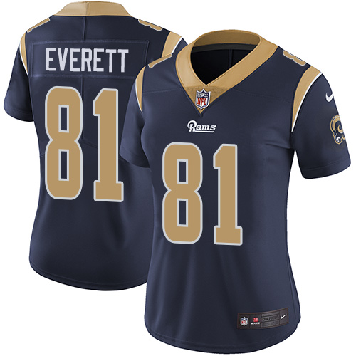 Los Angeles Rams #81 Gerald Everett Navy Blue Team Color Women's Stitched Vapor Untouchable Limited Jersey Womens
