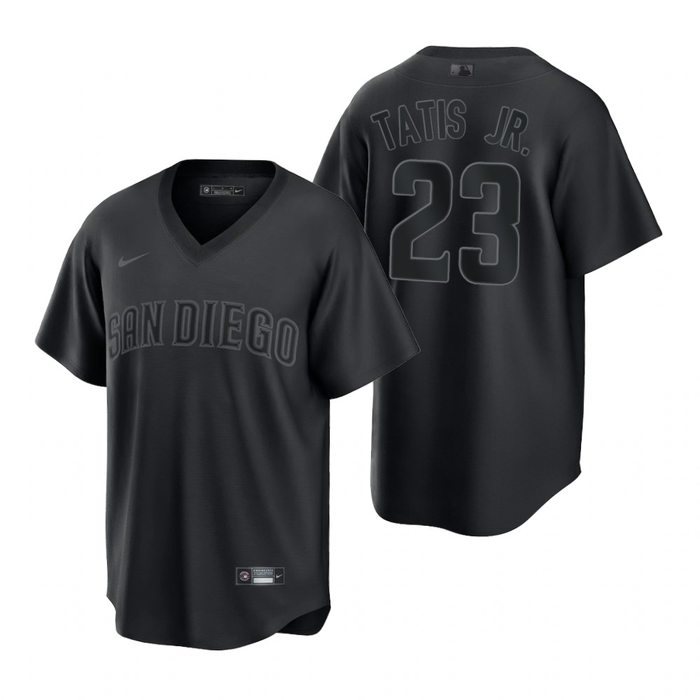 San Diego Padres #23 Fernando Tatis Jr. Men's Black Pitch Black Fashion Jersey