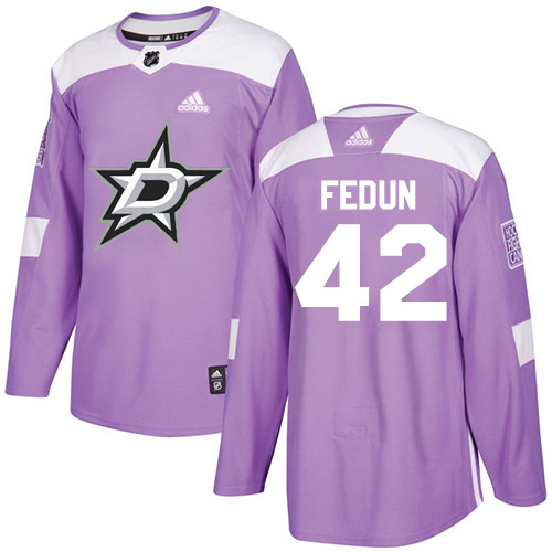 Adidas Dallas Stars #42 Taylor Fedun Purple Authentic Fights Cancer Stitched Jersey Men's