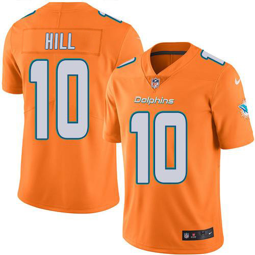 Dolphins #10 Tyreek Hill Orange Men's Stitched Limited Rush Jersey