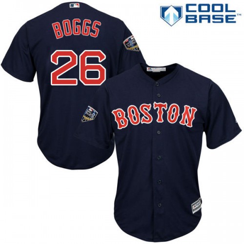 Boston Red Sox #26 Wade Boggs Navy Blue New Cool Base 2018 World Series Stitched Jersey Men's