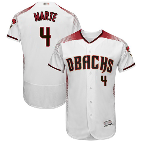 Arizona Diamondbacks #4 Ketel Marte White/Crimson Flexbase Authentic Collection Stitched Jersey Men's