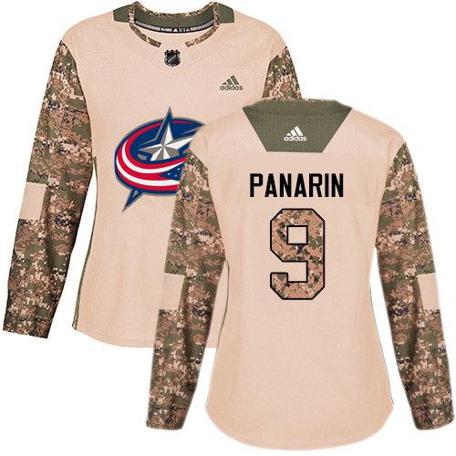 Adidas Columbus Blue Jackets #9 Artemi Panarin Camo Authentic 2017 Veterans Day Women's Stitched Jersey Womens