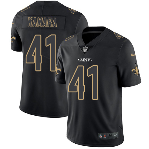 Saints #41 Alvin Kamara Black Men's Stitched Limited Rush Impact Jersey