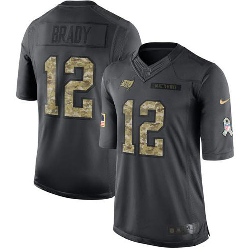 Buccaneers #12 Tom Brady Black Men's Stitched Limited 2016 Salute To Service Jersey