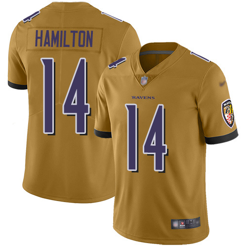 Ravens #14 Kyle Hamilton Gold Youth Stitched Limited Inverted Legend Jersey