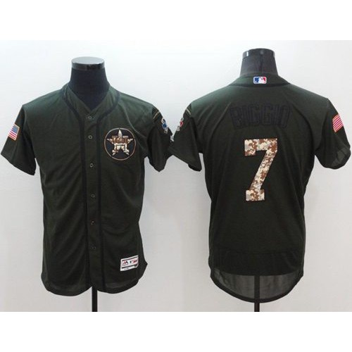 Houston Astros #7 Craig Biggio Green Flexbase Authentic Collection Salute to Service Stitched Jersey Men's