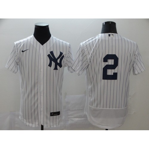 New York New York Yankees #2 Derek Jeter Men's White Navy Home 2020 Authentic Player Jersey Men's