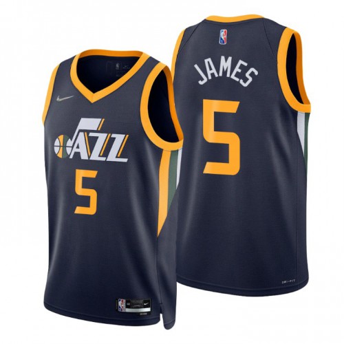 Utah Jazz #5 Justin James Navy Mens 2021-22 75th Anniversary Diamond Swingman Jersey - Icon Edition Mens