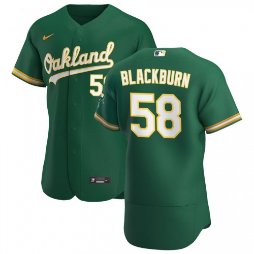 Oakland Oakland Athletics #58 Paul Blackburn Men's Kelly Green Alternate 2020 Authentic Player Jersey Men's